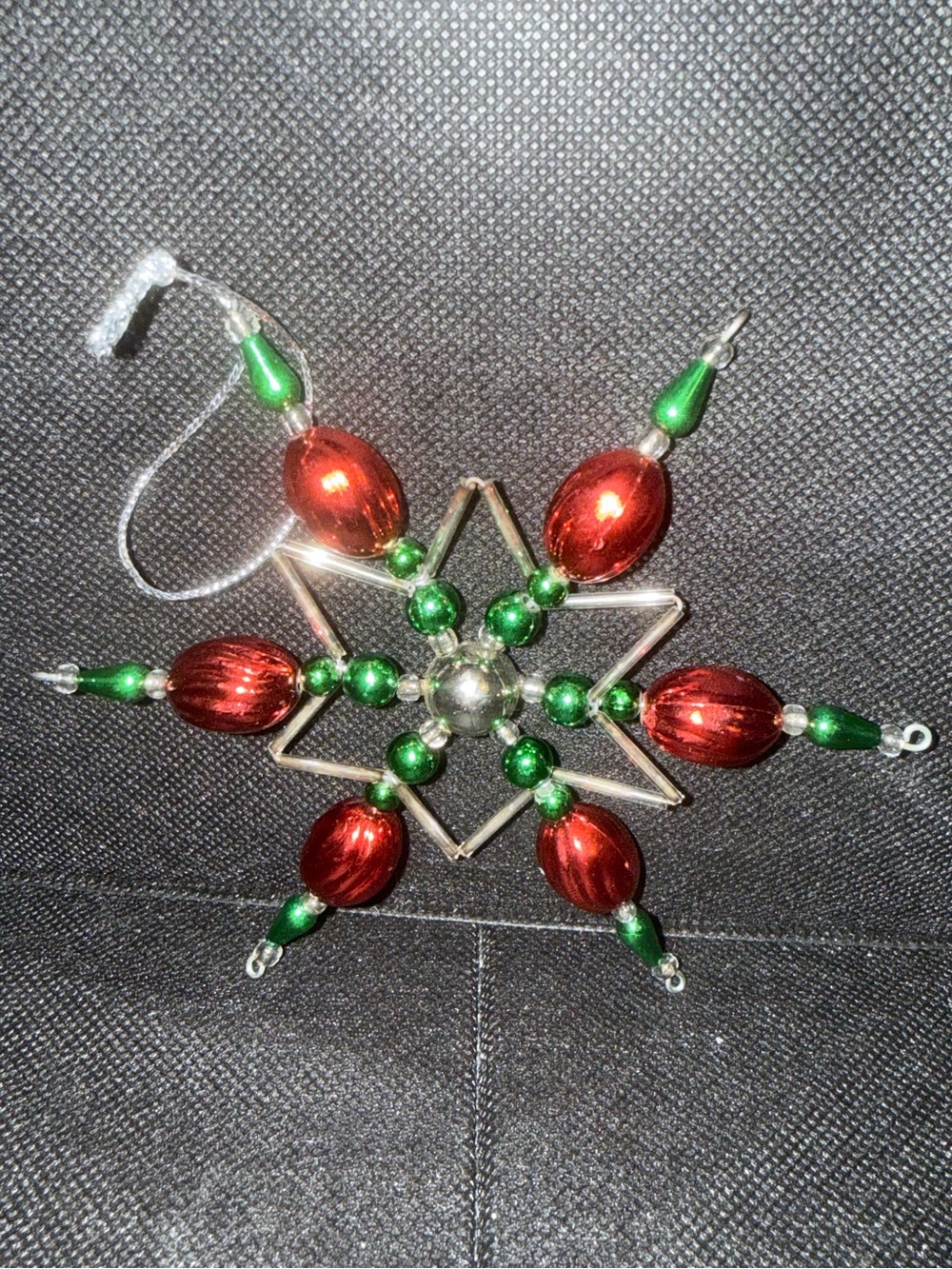 Festive Handmade Red & Green Star Pendant Ornament